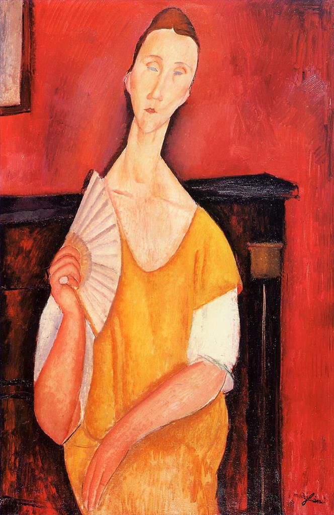 Amedeo Modigliani Oil Painting - woman with a fan lunia czechowska 1919