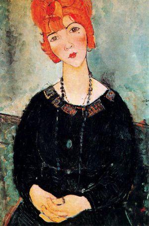 Artist Amedeo Modigliani's Work - woman with a necklace 1917
