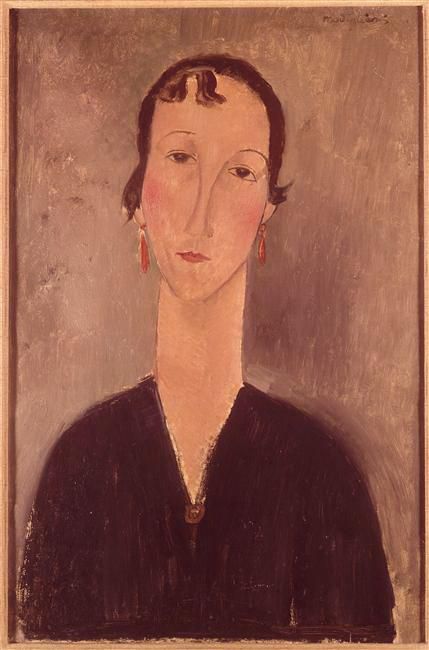Amedeo Modigliani Oil Painting - woman with earrings