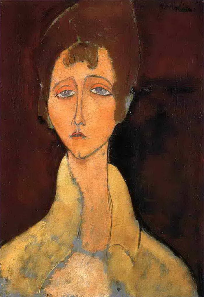 Amedeo Modigliani Oil Painting - woman with white coat 1917