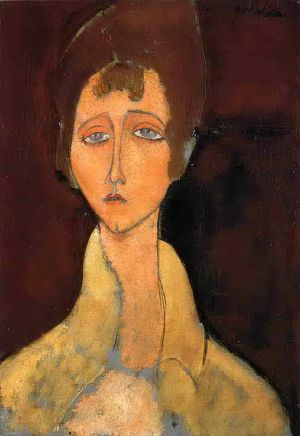 Artist Amedeo Modigliani's Work - woman with white coat 1917