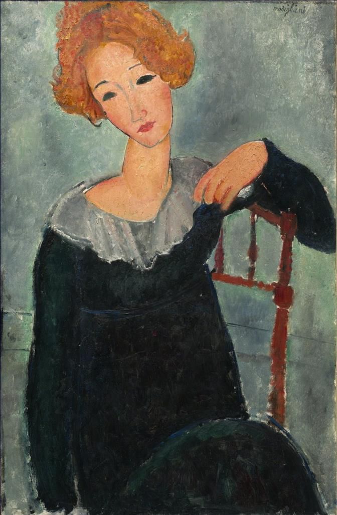Amedeo Modigliani Oil Painting - women with red hair amedeo modigliani
