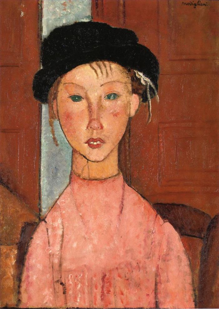 Amedeo Modigliani Oil Painting - young girl in beret 1918