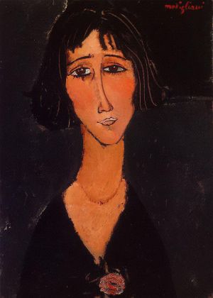 Artist Amedeo Modigliani's Work - young girl wearing a rose 1916