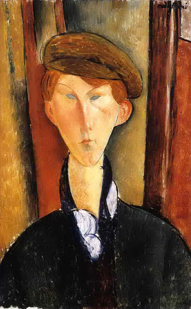Amedeo Modigliani Oil Painting - young man with cap 1919