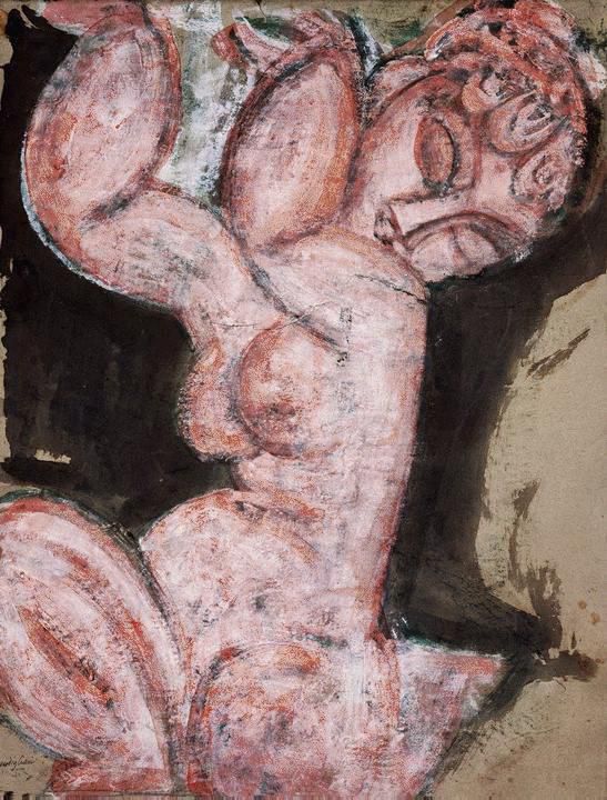 Amedeo Modigliani Various Paintings - rose caryatid audace 1913