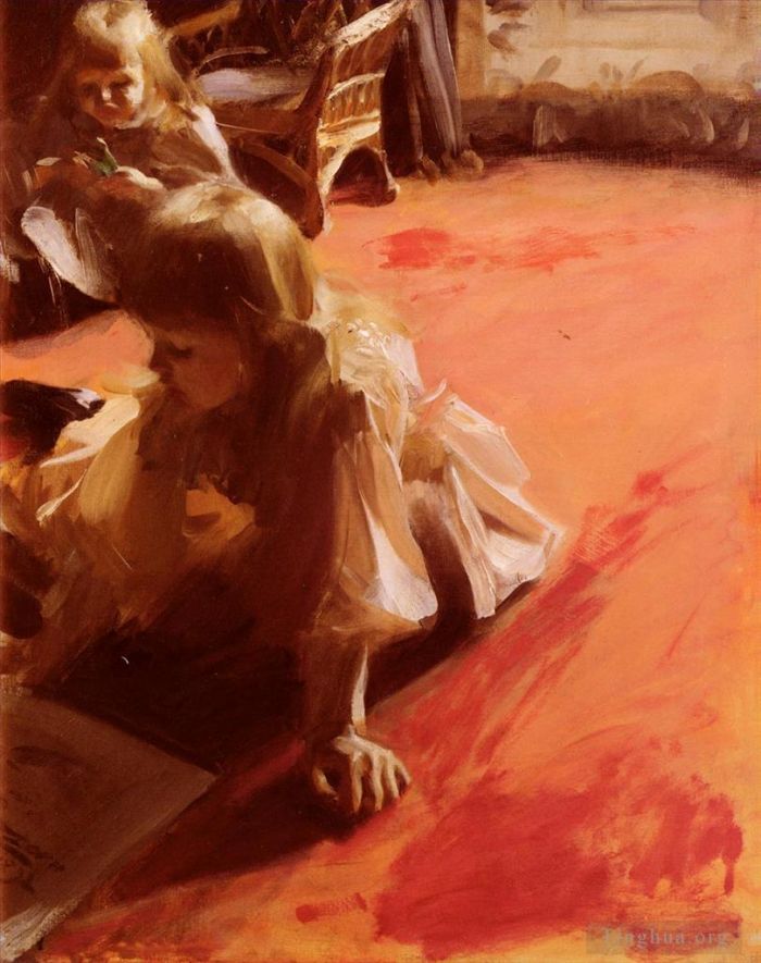 Anders Zorn Oil Painting - A Portrait Of The Daughters Of Ramon Subercasseaux