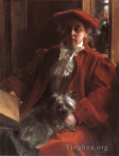 Anders Zorn Oil Painting - Emma Zorn and Mouche the dog