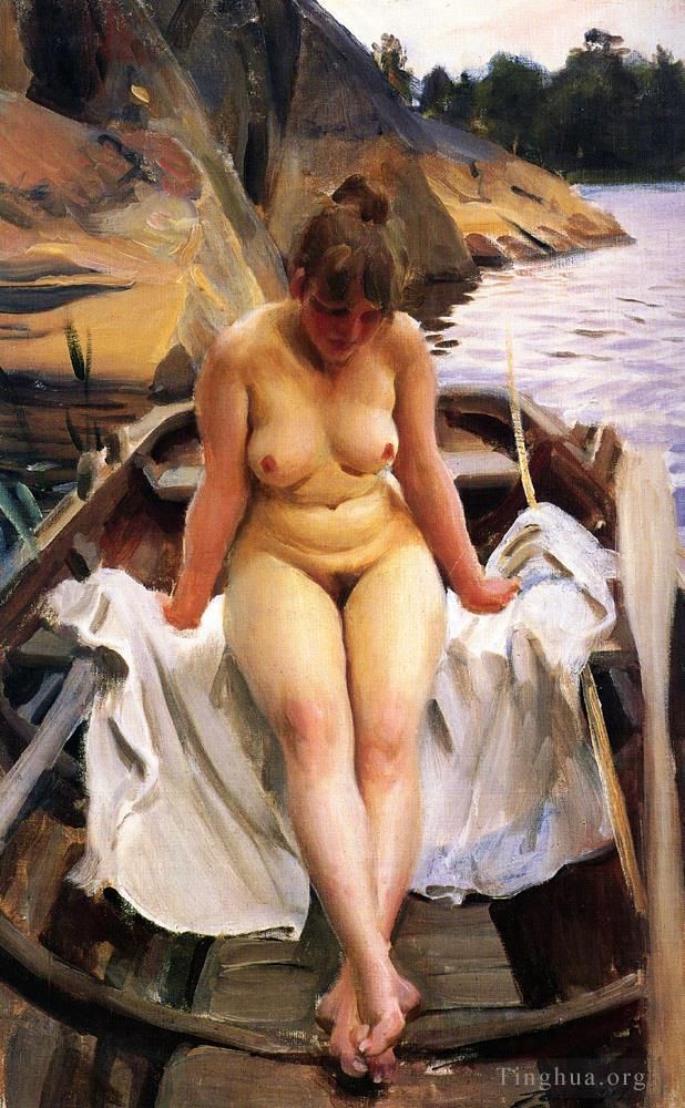 Anders Zorn Oil Painting - I Werners Eka IN Werners Rowing Boat