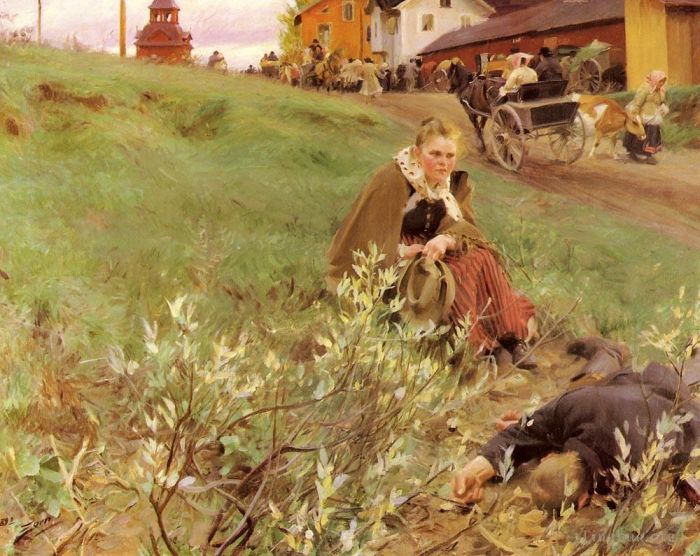 Anders Zorn Oil Painting - Mora Marknad