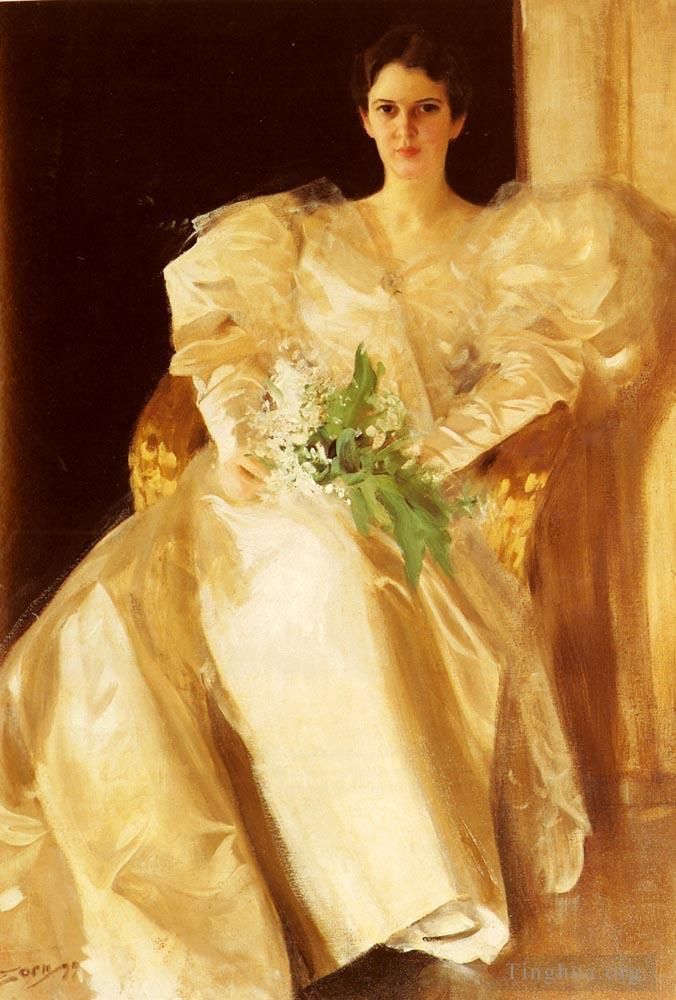 Anders Zorn Oil Painting - Portrait Of Mrs Eben Richards