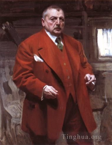 Anders Zorn Oil Painting - Self portrait in red