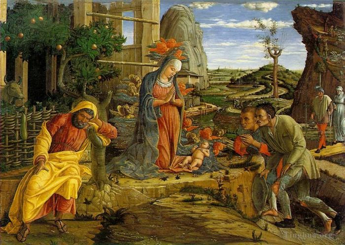 Andrea Mantegna Oil Painting - Adoration of the Shepherds