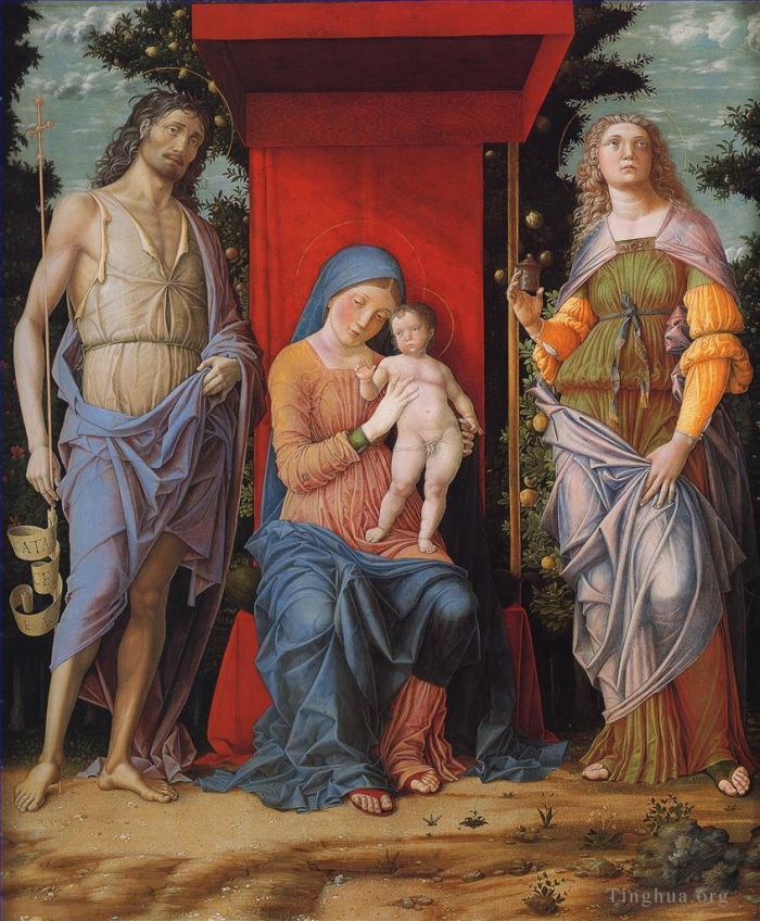 Andrea Mantegna Oil Painting - Virgin and child with the Magdalen and St John the Baptist