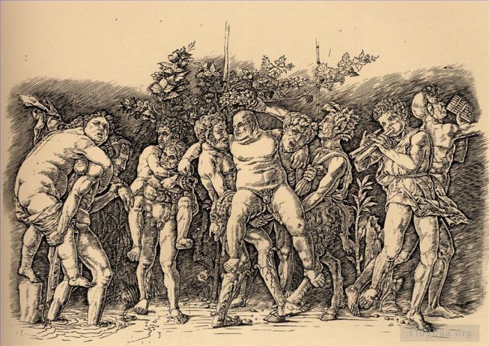 Andrea Mantegna Various Paintings - Bacchanal with Silenus