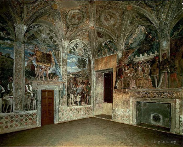 Andrea Mantegna Various Paintings - View of the West and North Walls