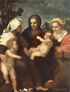 Artist Andrea del Sarto's Work - Madonna and Child with Sts Catherine Elisabeth and John the Baptist