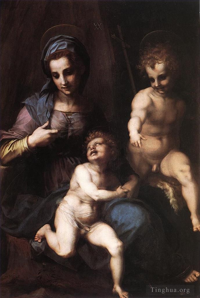 Andrea del Sarto Oil Painting - Madonna and Child with the Young St John