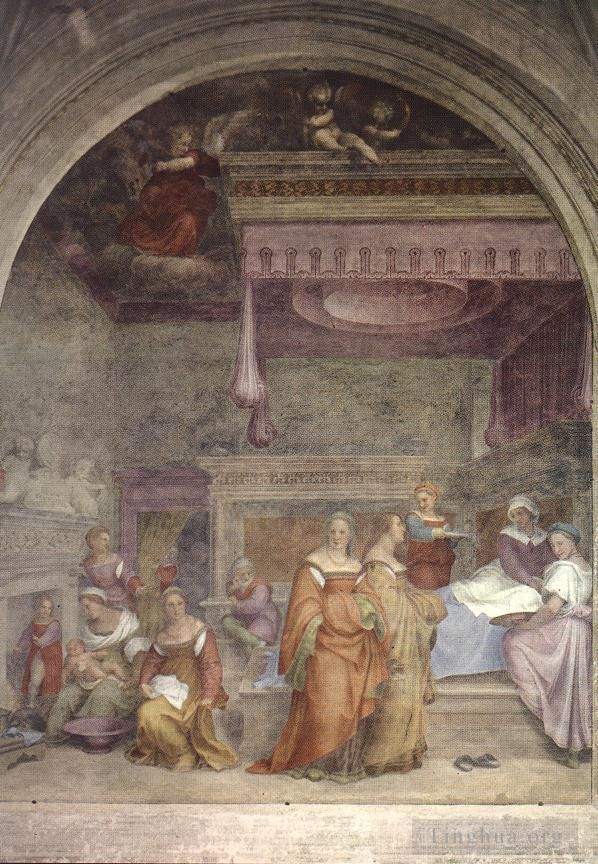 Andrea del Sarto Various Paintings - Birth of the Virgin