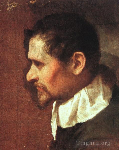 Annibale Carracci Oil Painting - Self Portrait in Profile