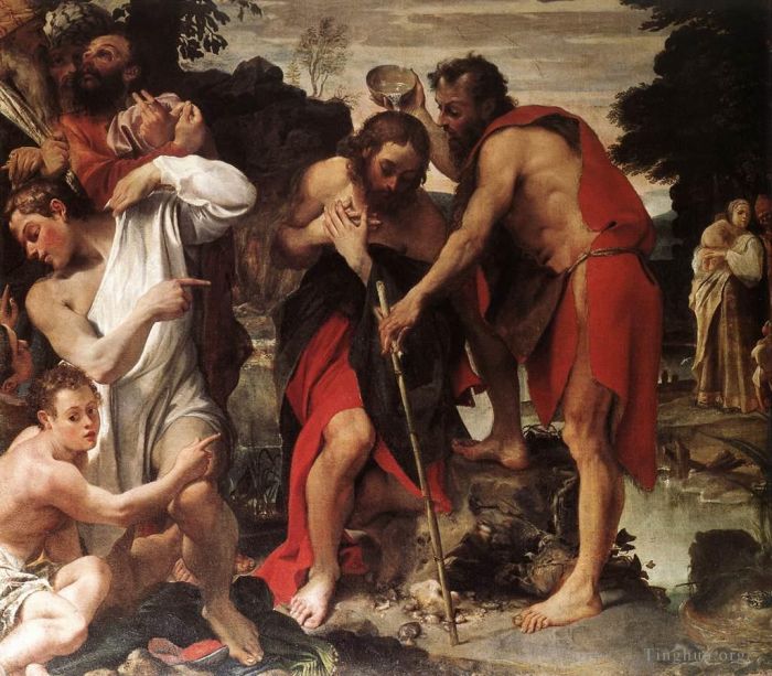 Annibale Carracci Oil Painting - The Baptism of Christ