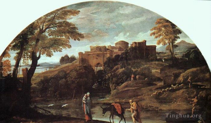 Annibale Carracci Oil Painting - The Flight into Egypt