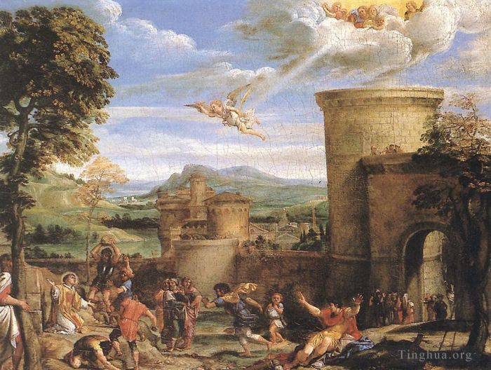 Annibale Carracci Oil Painting - The Martyrdom of St Stephen