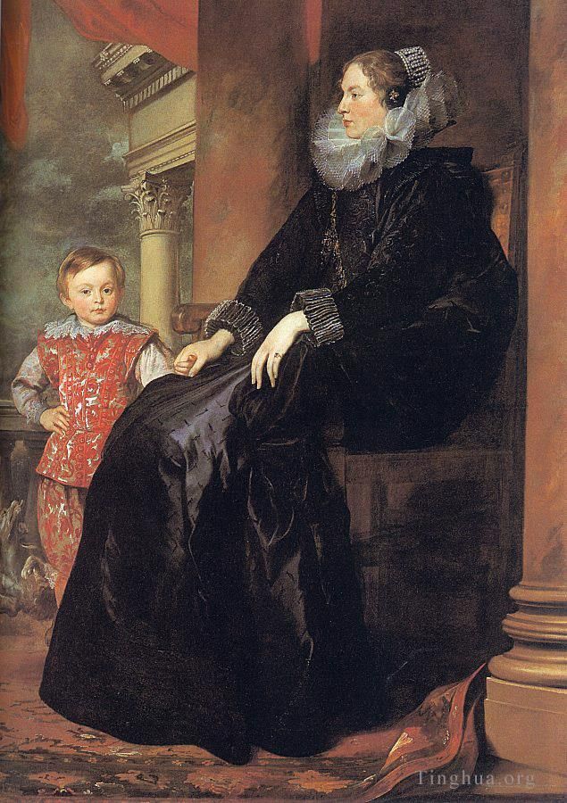 Anthony van Dyck Oil Painting - Genoese Noblewoman with her Son