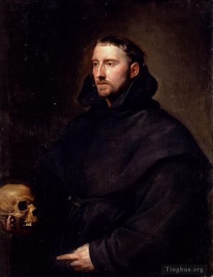 Artist Anthony van Dyck's Work - Portrait Of A Monk Of The Benedictine Order Holding A Skull