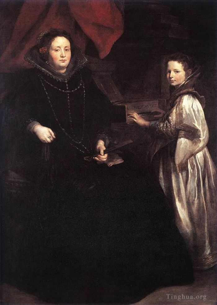 Anthony van Dyck Oil Painting - Portrait of Porzia Imperiale and Her Daughter