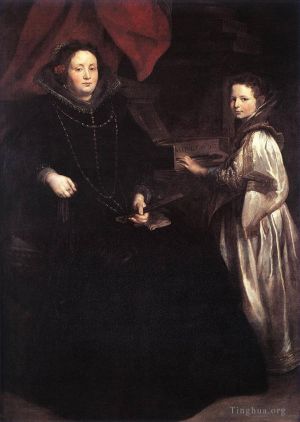 Artist Anthony van Dyck's Work - Portrait of Porzia Imperiale and Her Daughter