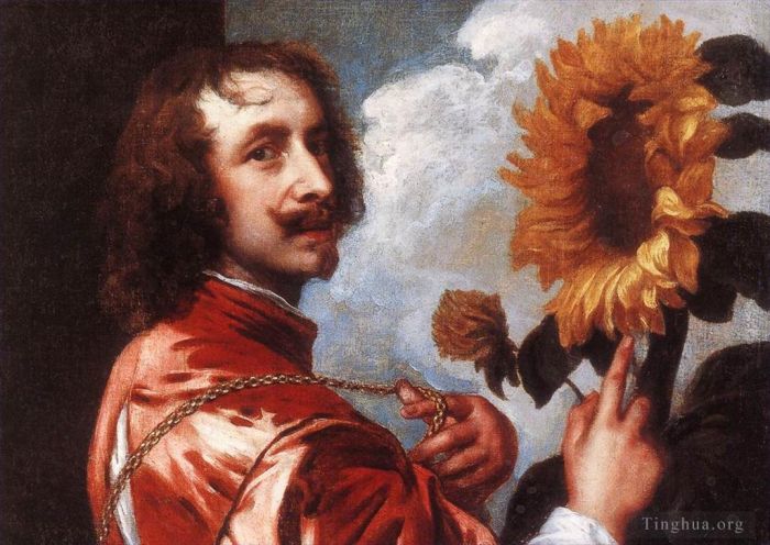 Anthony van Dyck Oil Painting - Self Portrait with a Sunflower
