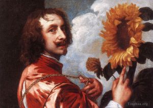 Artist Anthony van Dyck's Work - Self Portrait with a Sunflower