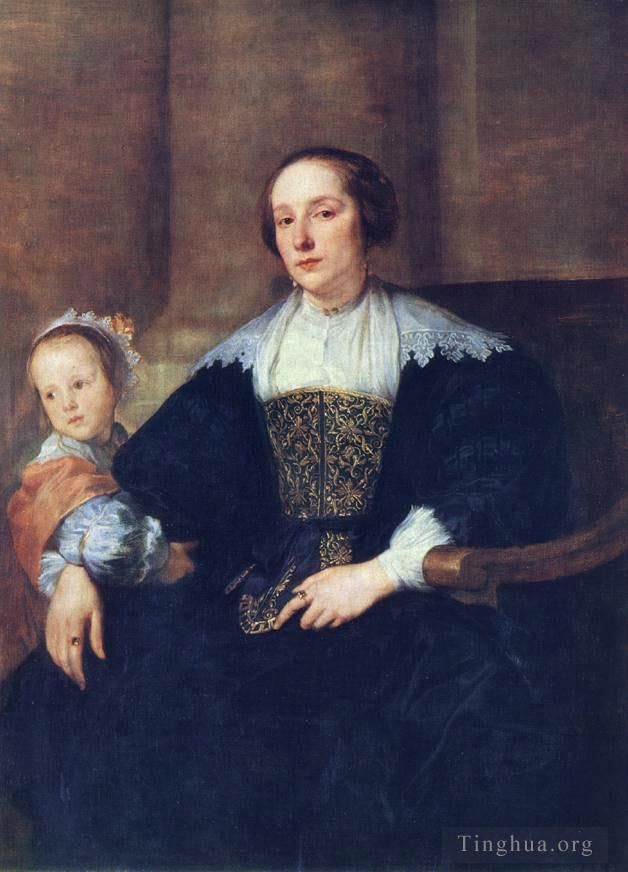 Anthony van Dyck Oil Painting - The Wife and Daughter of Colyn de Nole