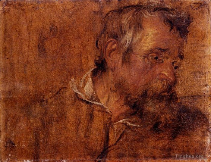 Anthony van Dyck Various Paintings - Profile Study Of A Bearded Old Man
