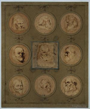 Artist Anthony van Dyck's Work - Sheet of Studies