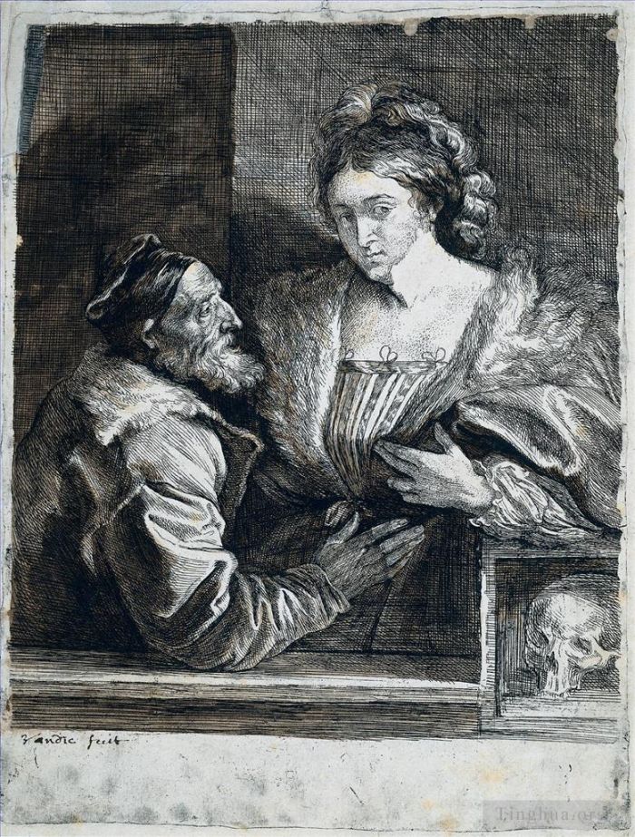Anthony van Dyck Various Paintings - Titians Self Portrait with a Young Woman