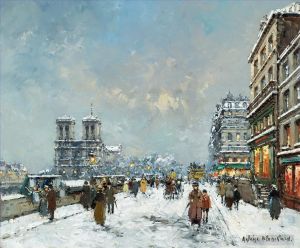 Artist Antoine Blanchard's Work - Notre Dame et les Quais Paris