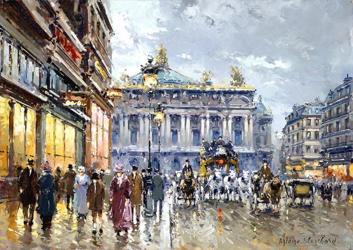 Antoine Blanchard Oil Painting - Avenue de l opera
