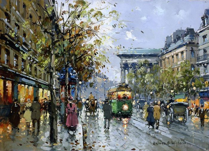 Antoine Blanchard Oil Painting - Boulevard de la madeleine 3