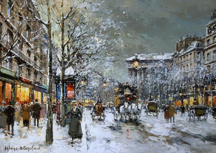 Antoine Blanchard Oil Painting - Boulevard de la madeleine 5