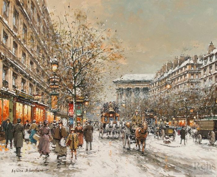 Antoine Blanchard Oil Painting - Boulevard de la madeleine 6