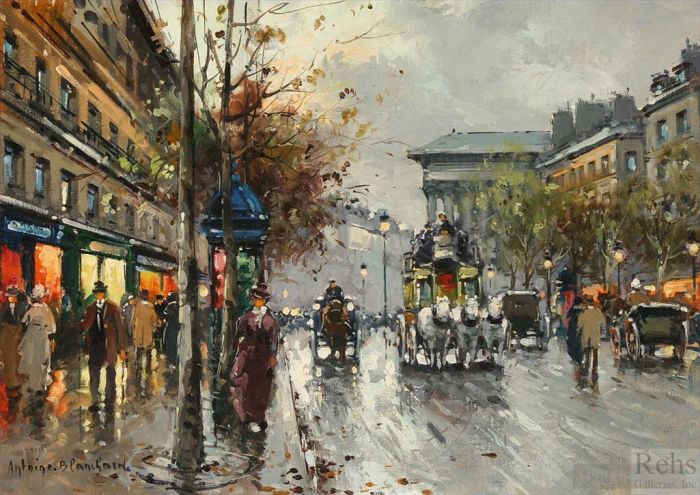 Antoine Blanchard Oil Painting - Boulevard de la madeleine 8