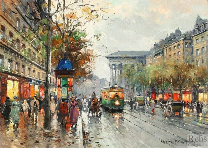 Antoine Blanchard Oil Painting - Boulevard de la madeleine 9