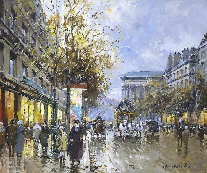 Antoine Blanchard Oil Painting - Boulevard de la madeleine