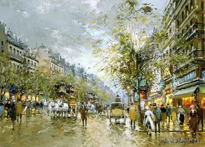Antoine Blanchard Oil Painting - Boulevard des capucines 1
