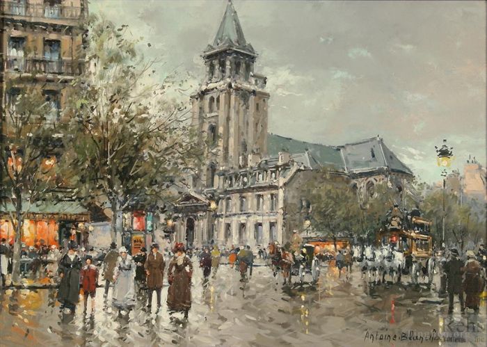 Antoine Blanchard Oil Painting - Eglise de saint germain des pres