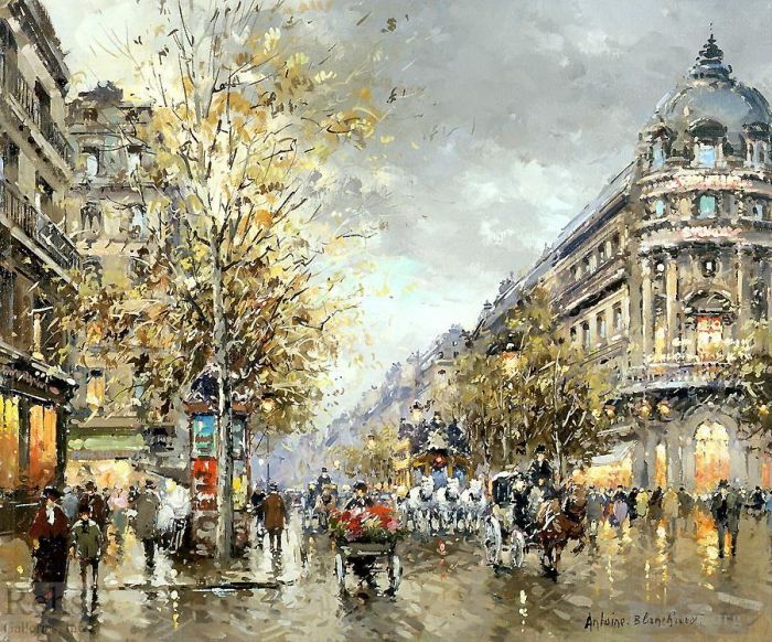 Antoine Blanchard Oil Painting - Grands boulevards