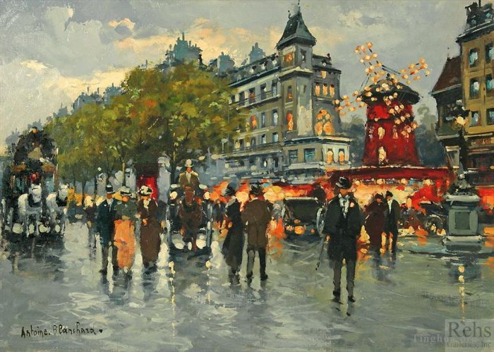 Antoine Blanchard Oil Painting - Moulin rouge