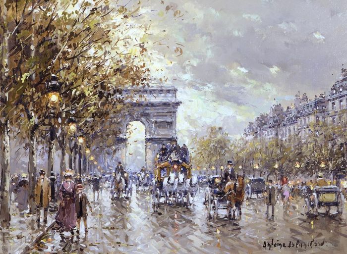Antoine Blanchard Oil Painting - Paris l arc de triomphe